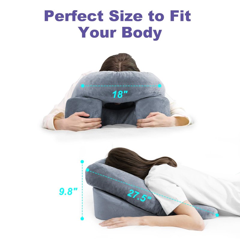 HOMCA Face Down Pillow After BBL or Eye Surgery - Home Massage Pillow Stomach Sleeping Face Down for Bed with CertiPUR-US Certified Memory Foam and Removable Cover