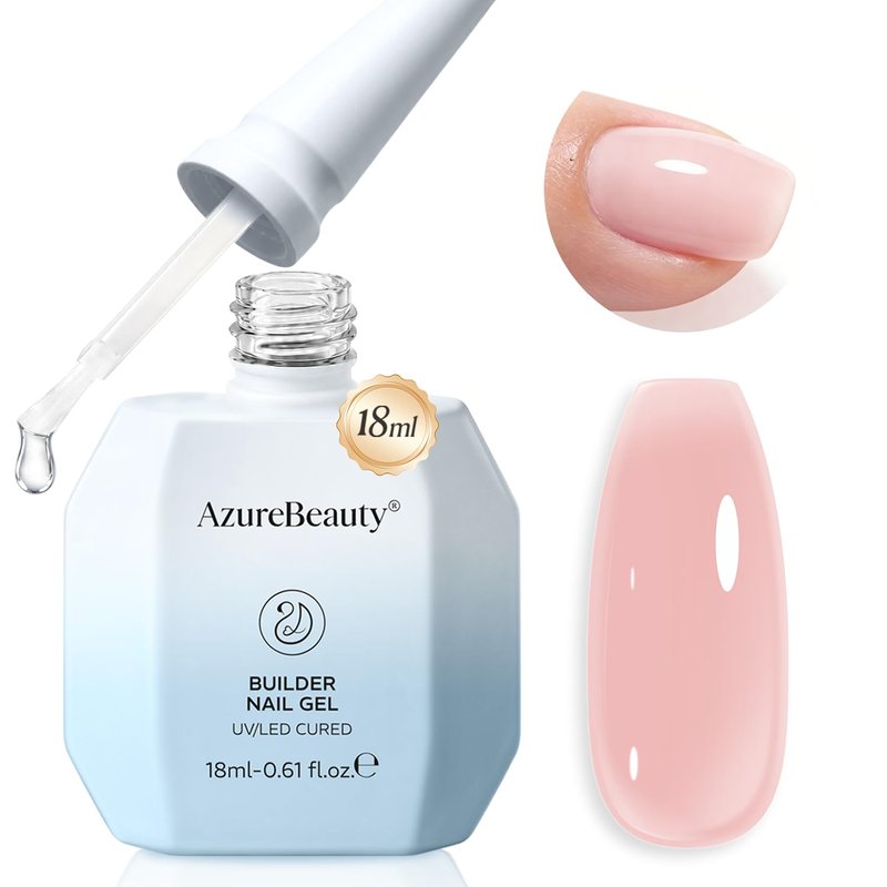 Builder Gel for Nails - 7-in-1 Rose Blush Self-Leveling Nail Strengthener | 18ml UV/LED Soak Off for Beginners
