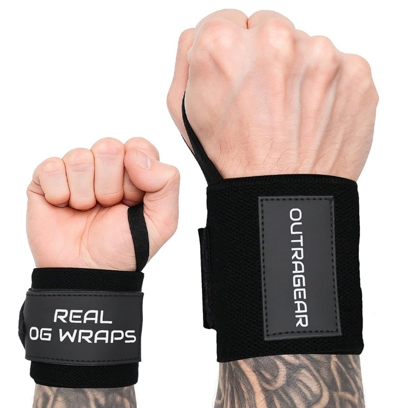 OUTRAGEAR 18" OG-Grade Wrist Wraps for Weightlifting – Heavy Duty Wrist Support with Thumb Loop & Lockdown Strap – Wrist Straps for Powerlifting, Bench Press & Gym Training(Classic Black)