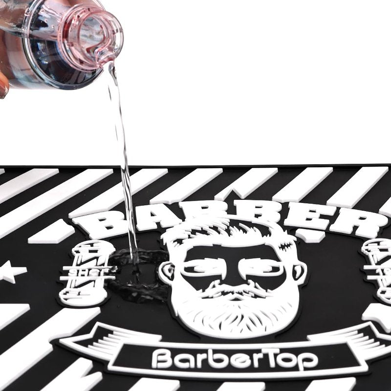 Barber Clipper Mat, Rubber Scissors Salon Mat, 17.72 x 11.81 inches, Heavy Duty Rubber Barber Table Pad, Heat-resistant Styling Station Mat (Black)