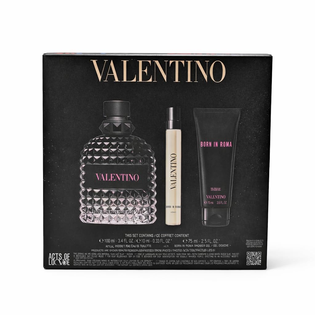 Valentino | Uomo Born in Roma Eau de Toilette Gift Set - 3.4 fl. oz EDT, Shower Gel & Mini EDT
