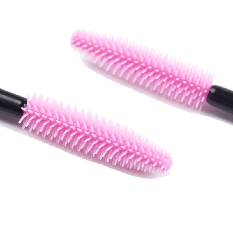 BIHRTC Pack of 100 One-Off Disposable Silicone Eyelash Mascara Brushes Wands Applicator Eyebrow Brush Makeup Tool Set Deep Pink for Makeup Salon and Travel Beauty Kits