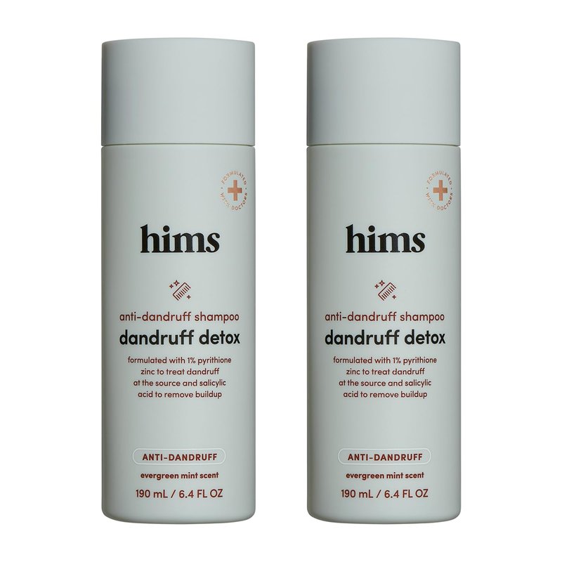 hims Dandruff Detox Shampoo - Pyrithione Zinc, Argan Oil, & Avocado Oil Formula - Dandruff Shampoo for Flaky & Itchy Scalp - Sulfate-Free, Paraben-Free - Evergreen Mint Scent - 6.4 Fl Oz, 2 Pack