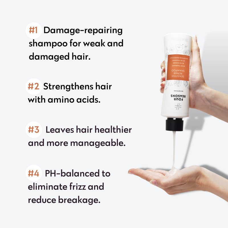 No nothing Repair Shampoo – Fragrance Free Shampoo for Damaged Hair – Hypoallergenic Shampoo for Sensitive Scalp & Dry Hair – Vegan, Paraben Free Hair Repair, 10.1 Fl Oz