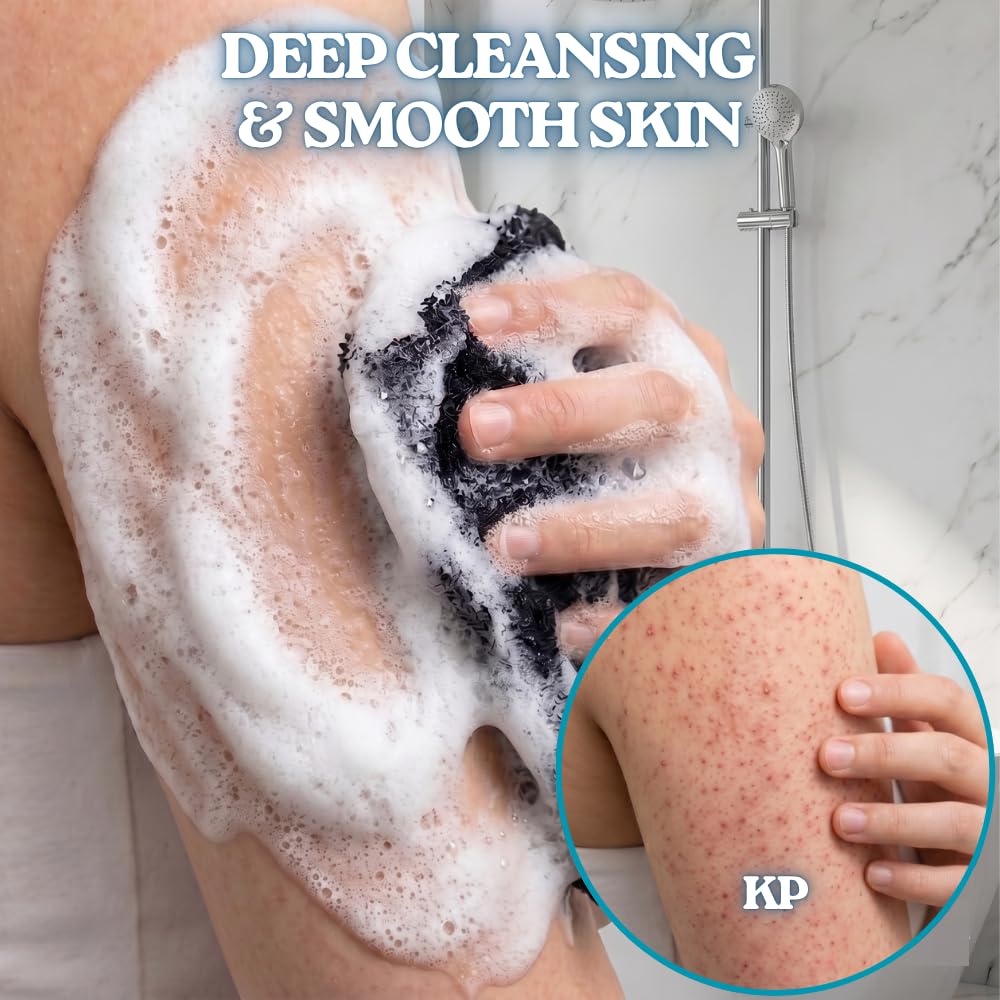 YEIPIO Premium Exfoliating Shower Towel - Extra Long Back Scrubber for Shower, Deep-Cleansing Body Scrubber Washcloth for Smooth Skin, Back Acne-Prone & Rough Skin, Quick-Drying Nylon Mesh