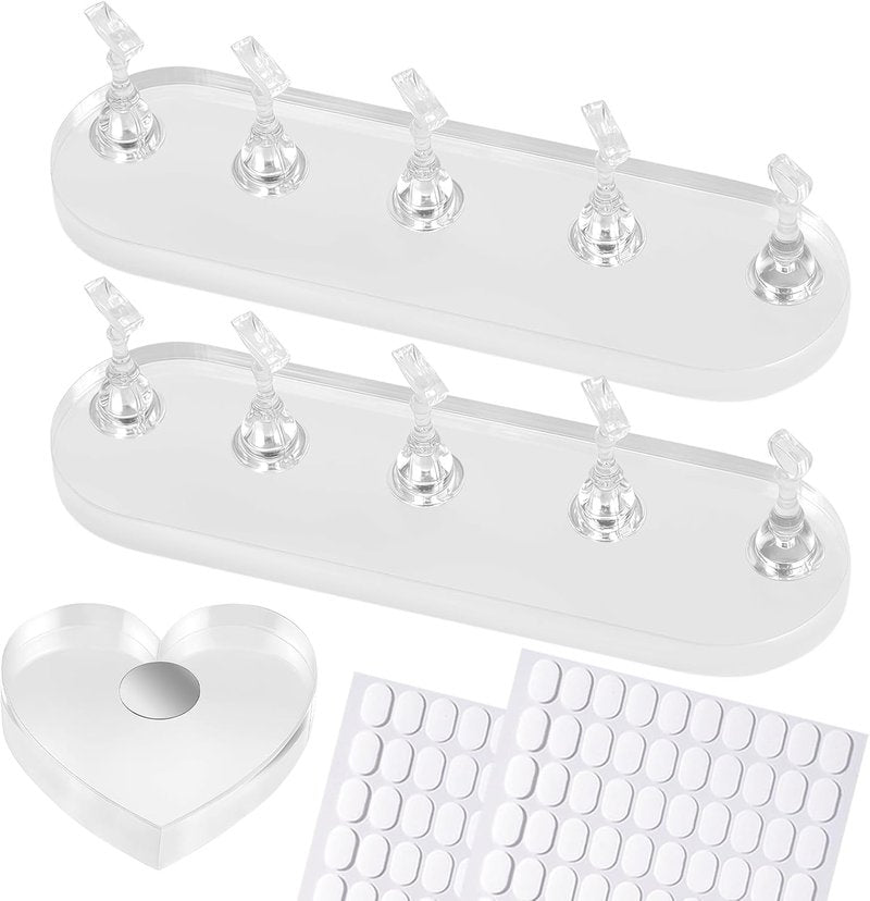 Skiennix Magnetic Nail Stand Kit - Strong Holder for Press-On Acrylic Nails | Includes 200 Double-Sided Tapes & Heart-Shaped Display