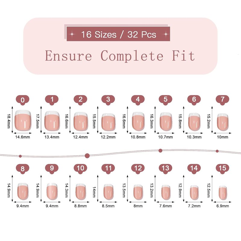 Press On Nails - Pink Horizon Reusable Soft Gel Kit | 32 Natural Stick-On Nails in 15 Sizes