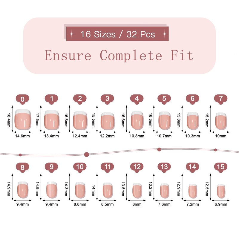 Short Square Press On Nails (Soft Sky) Reusable Natural Stick On Nails with Glue in 15 Sizes – 32 Soft Gel Fake Nails Kit