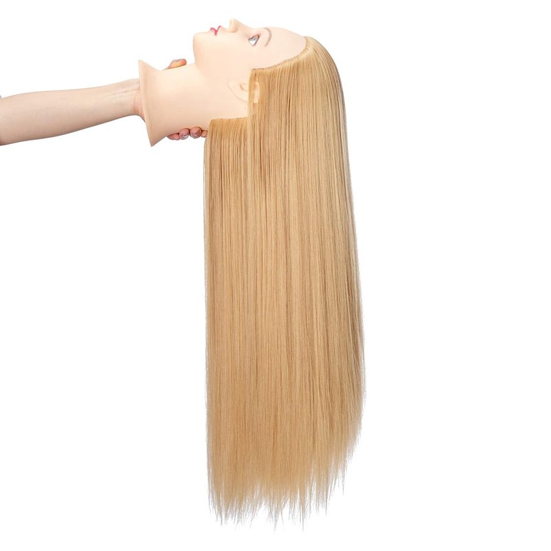 Hairingrid 26"-28" Mannequin Head Hair Styling Training Head Manikin Cosmetology Doll Head Synthetic Fiber Hair and Free Clamp Holder (Golden)
