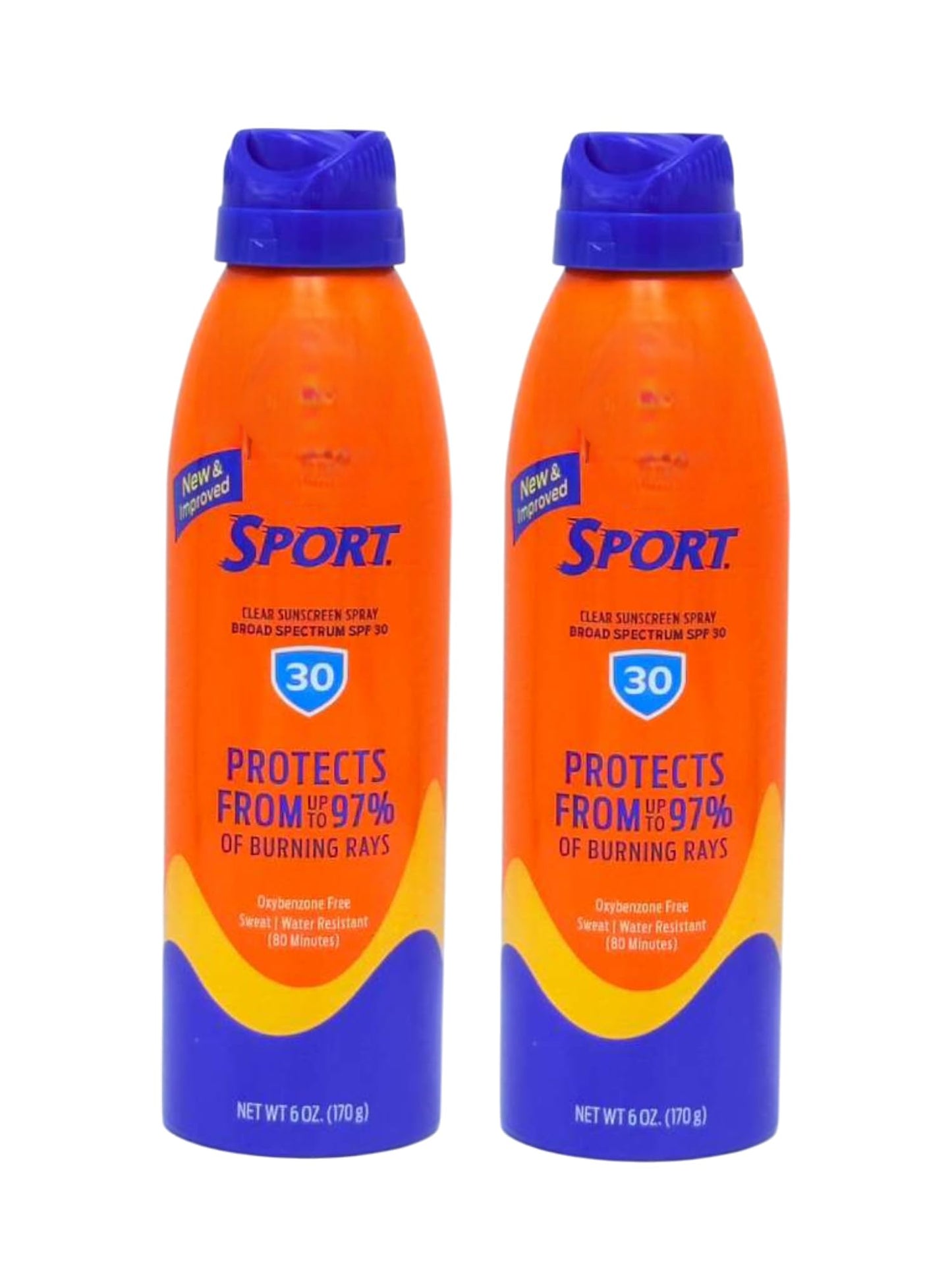 Sport Ultra Spray Sunscreen SPF 30 B B, 6 oz - Pack of 2 - Broad Spectrum UVA/UVB Protection - 100% Clear, Non-Greasy, Sweat & Water Resistant