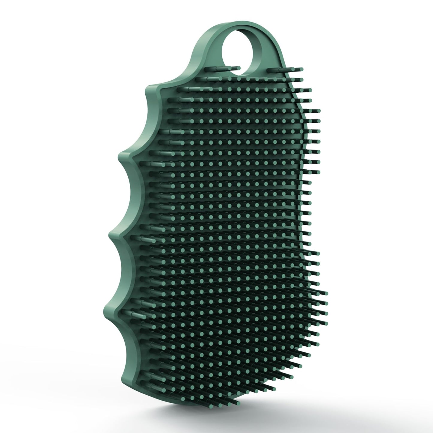 iTokGok Silicone Body Scrubber Silver-Infused Dual-Sided 3-in-1 for Shower, Body Cleaning+Massage+Exfoliator Body Brush Buffer for Men and Women, Silicone Loofah, Non-Slip Handle (Midnight Green)
