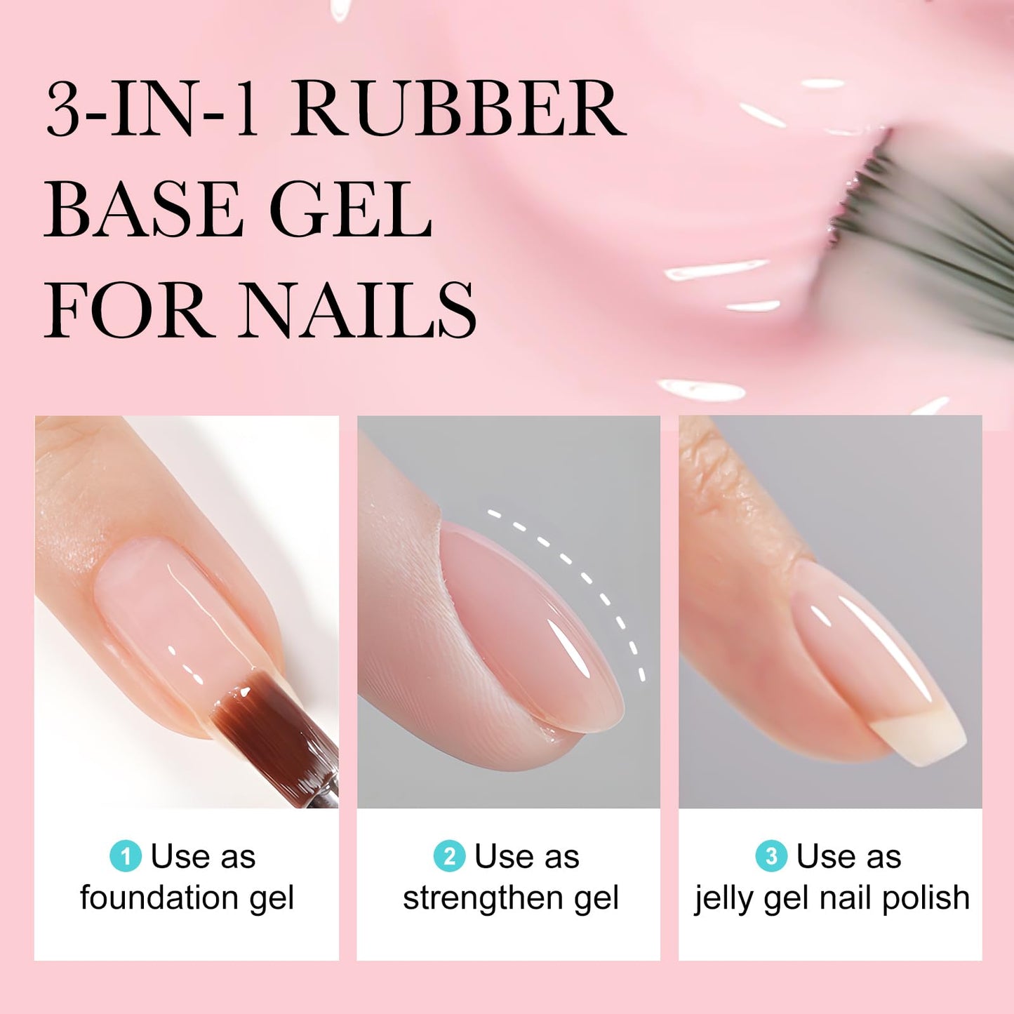VENALISA Rubber Base Gel Nail Polish Set of 6 Colors Clear Jelly Nude Pink Rubber Base Coat Kit Transparent Soak Off UV Gel Salon Nail Art DIY at Home Manicure