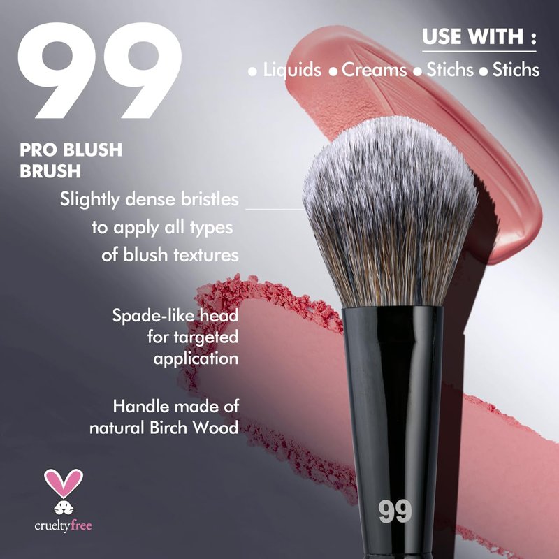 Bueart Design PRO Sculpting Blush Makeup Brush 99 with Ultra-soft Dense bristles for Precise Blush,Contour,Powder,Cream Blush Application