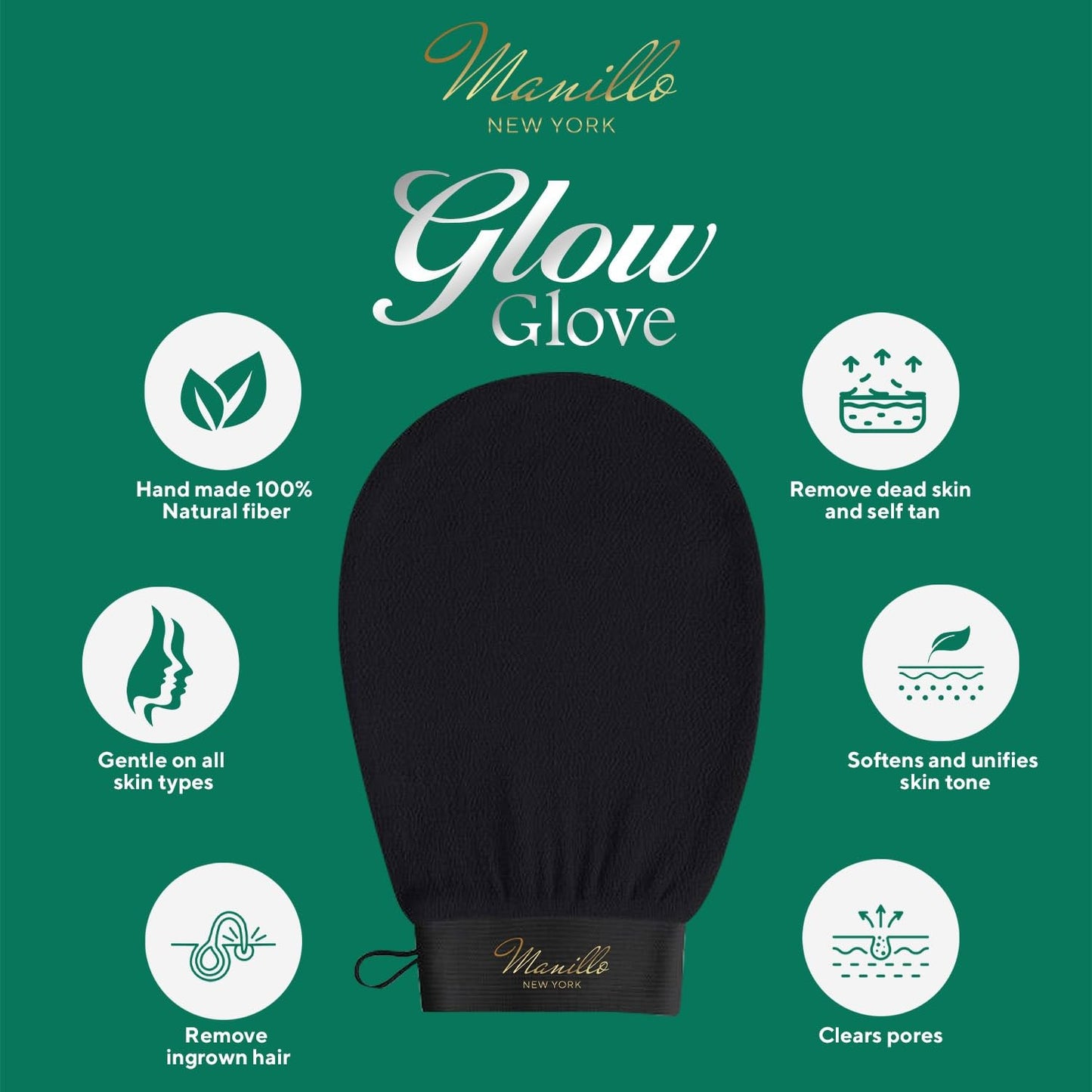 Manillo exfoliating Glove Exfoliating Mitt for Body (2pc) – 100% Vegan Viscose Traditional Body Scrub Glove Kessa Korean Washcloth – Body Exfoliator for Self-Tan Removal & Keratosis Pilaris