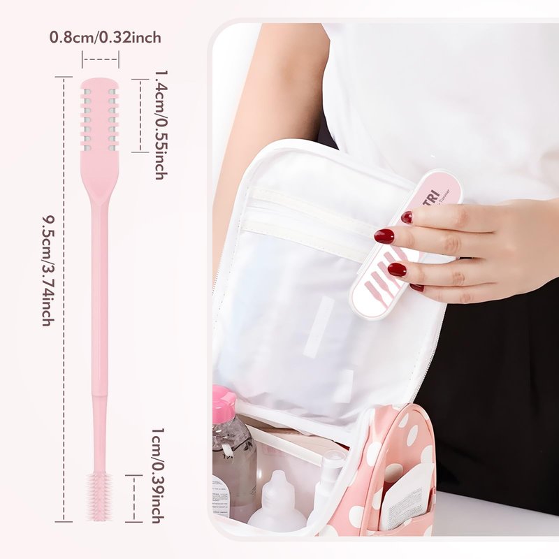 FLATRI 5PCS 2-in-1 Nasal Hair Cutter, 360° Rotating Nose Hair Trimmer Double Sided, Portable Nose Trimmer Manual for Women and Men(Pink)