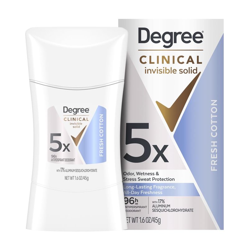Degree Clinical Strength Antiperspirant Deodorant - 96-Hour Sweat & Odor Protection | Fresh Cotton, 1.6 oz