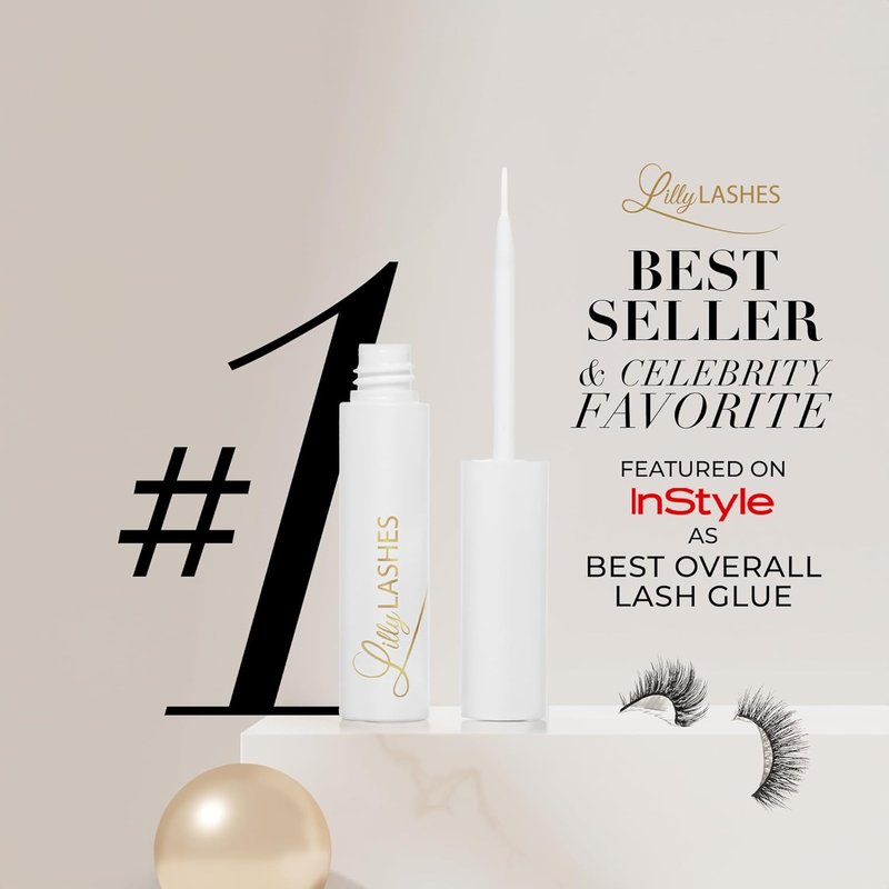 Lilly Lashes Clear Eyelash Glue - Brush-On Latex-Free Adhesive for False & Natural Lashes