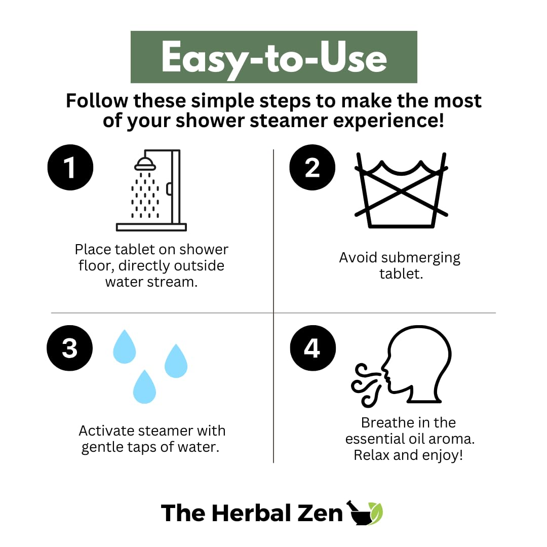 The Herbal Zen Shower Steamers Aromatherapy Tablets 14 Pack - 7 Pure Essential Oil Blends for Daily Relaxation and Wellness - Shower Bombs Gift Set for Women and Men