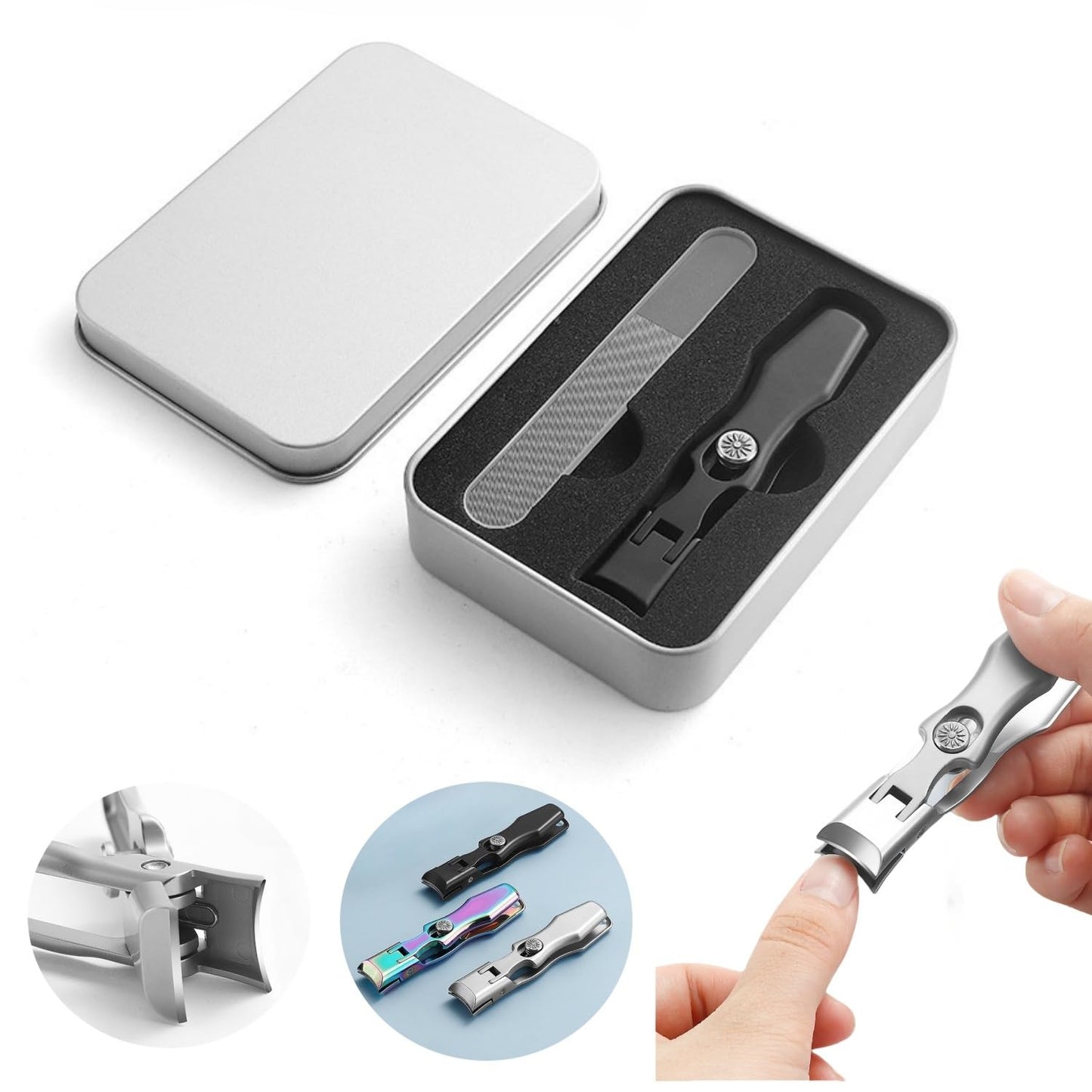 Toenail Clippers for Seniors Thick Toenails, Ultra Wide Jaw Stainless Steel Splashless Nail Clipper Seniors Adults Men Women (Black)