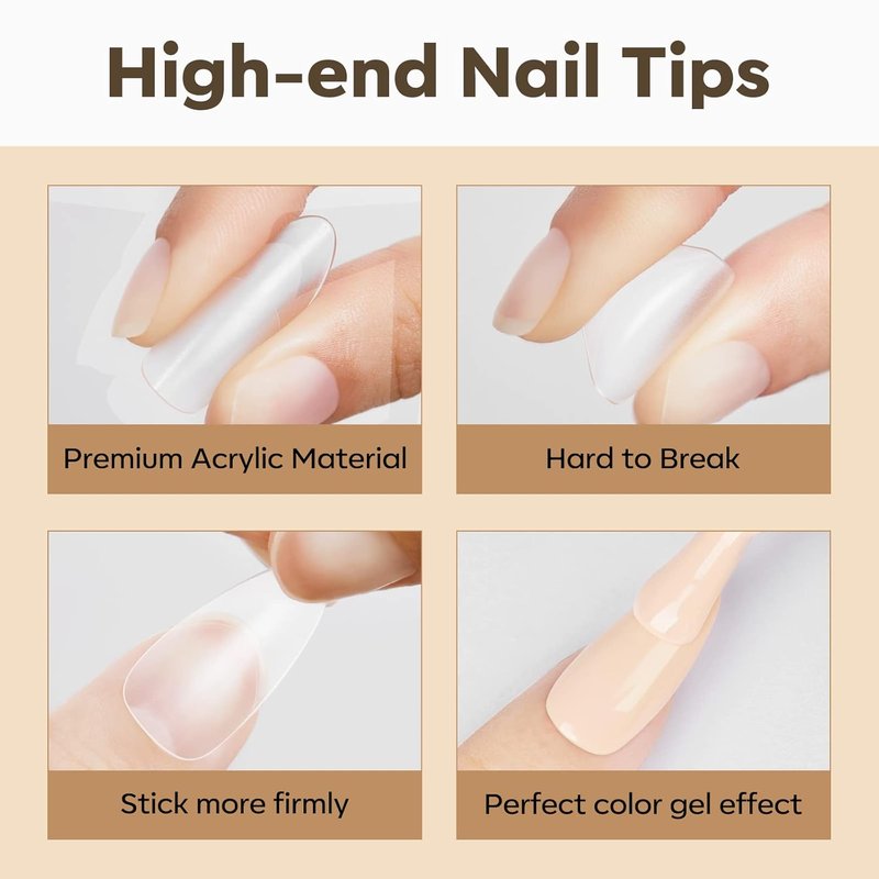 Modelones Medium Almond Nail Tips - 510 Pcs Pre-Shaped Full Matte Fake Nails | Stronger Press-On Extensions in 15 Sizes