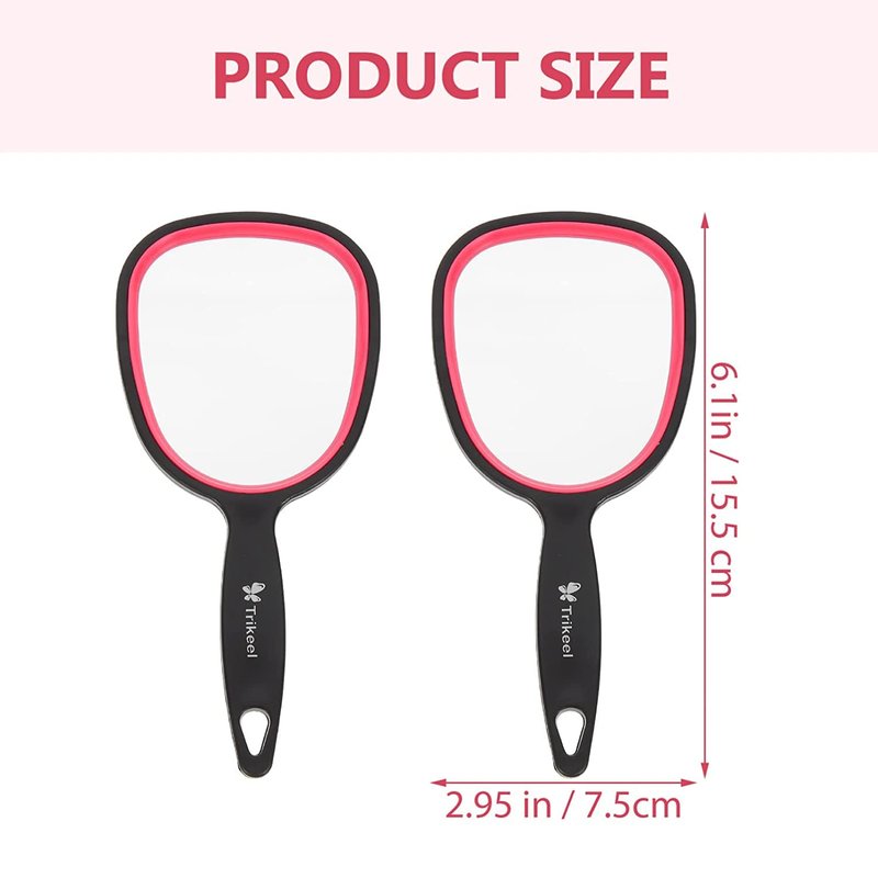 mpowtech Small Handheld Mirror with Handle for Women and Girls - Lightweight Hand Mirrors for Gift - Personal Handle Mirror for Makeup,Travel,Bathroom(6.11" x 2.95'')