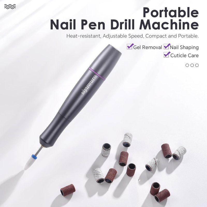 Electric Nail Drill Machine - Portable Electric Nail File for Acrylic & Gel Nails | Professional Manicure Kit in Grey
