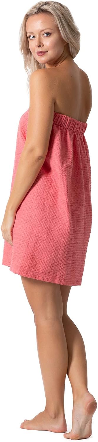 Turkish Linen Women's Waffle Spa Body Wrap - Adjustable Closure for Comfort
