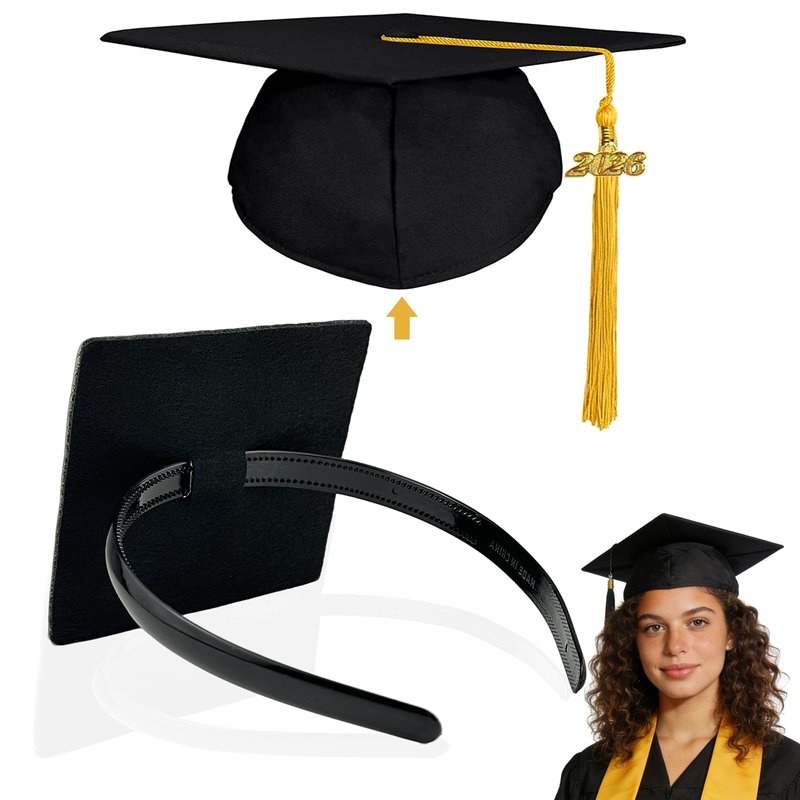 LIHELEI Graduation Cap Headband, Pro-Grip Stabilizer Grad Cap Headband Insert for Suitable for All Hairstyles-1 Pack Black
