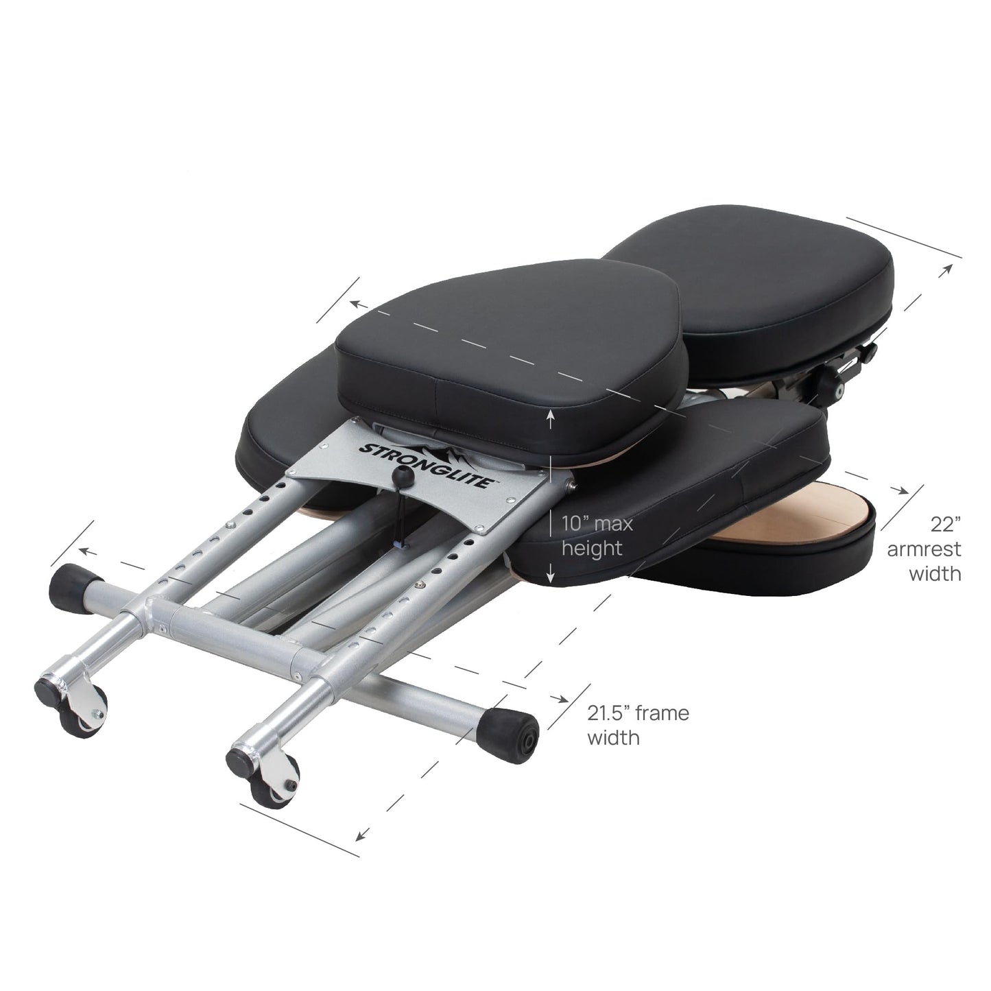 STRONGLITE Portable Massage Chair Ergo Pro II - Ultra-Strong, Lightweight, Foldable Tattoo Spa Chair with Wheels & Carry Case (600lbs Working Weight), Black