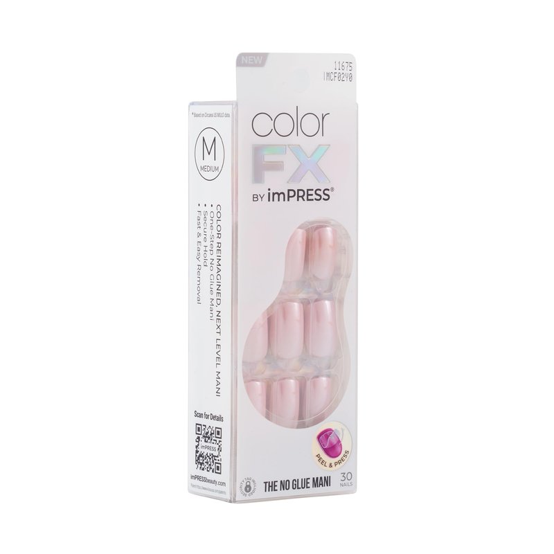 KISS Impress Color FX No Glue Mani 30 Pcs Press on Nails, Medium False Nails, Metallic Chrome & Cat Eye, Peel & Press, Hassle-Free Removal, Includes Manicure Stick, Prep Pad & File (Stay, Medium)
