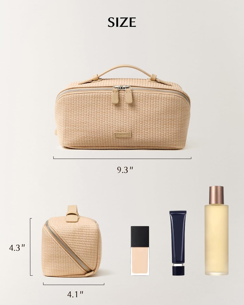 EACHY Makeup Bag, Large Capacity Provence Travel Toiletry Bag, Waterproof Cosmetic Bags for Women Large Capacity Makeup Pouch with Divider and Handle