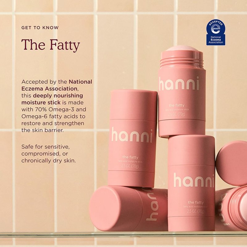 HANNI Fatty Body Moisturizer Stick with Fatty Acids, Travel Size Friendly Solid Lotion for Plumping and Hydration, Fragrance-Free and Safe for Sensitive Skin, 2.5 oz