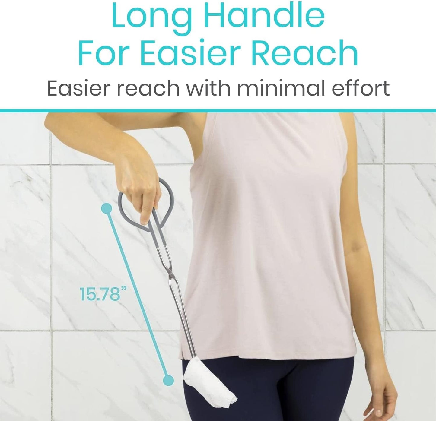 Vive Toilet Aids for Wiping Bottom - Tongs for Toileting, Wiper Reacher Tool, Self Wipe Assist - Handicap Accessories for Daily Living, Limited Mobility - Long Handle