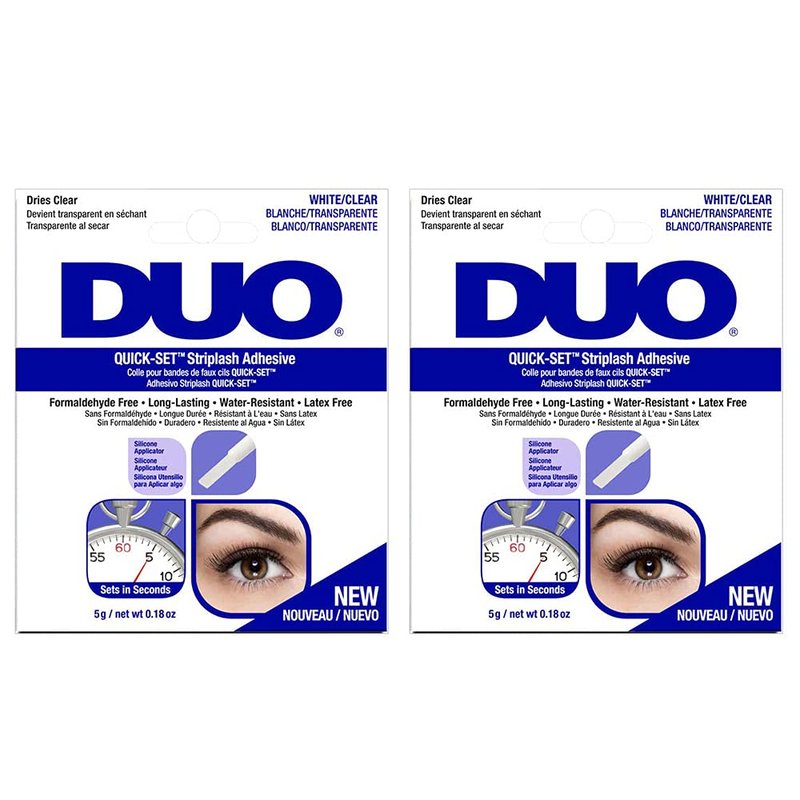 DUO Eyelash Glue - Quick-Set, Strong Hold, Latex-Free, Waterproof | 0.18 oz, 2 Pack in White/Clear
