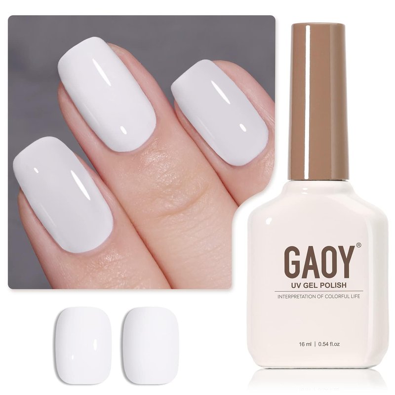 GAOY White Gel Nail Polish - 16ml Soak Off UV Light Cure for DIY French Tips Nail Art