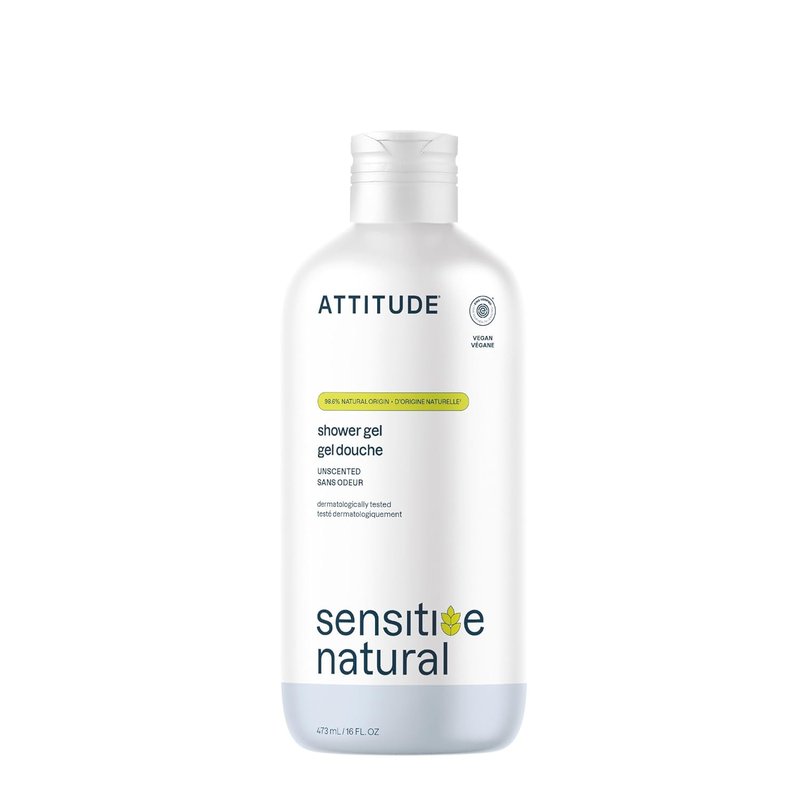 ATTITUDE Body Wash - Gentle Formula for Sensitive Skin | EWG Verified, Vegan, Unscented, 16 Fl Oz
