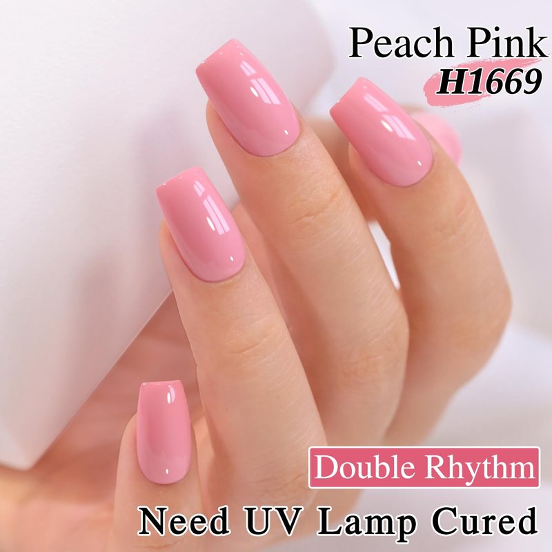 Double Rhythm 0.50 OZ Gel Polish Same Color Same Bottle Golden Round Translucent Neutral Natural Milky 15 ML Jelly UV Nail Polish Art DIY at Home (Pretty Mauve Mist-H1669)