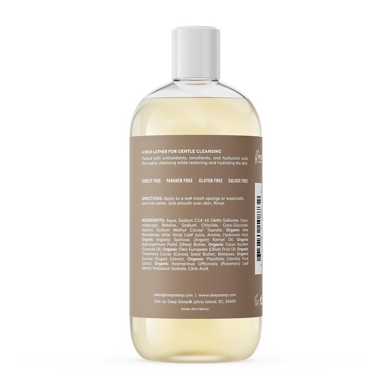 Deep Steep Brown Sugar Vanilla Body Wash, Hydrating Shower Gel with Hyaluronic Acid & Shea Butter for Sensitive Skin, Bodywash for Women & Men, 17 Fl Oz, 1-Pack