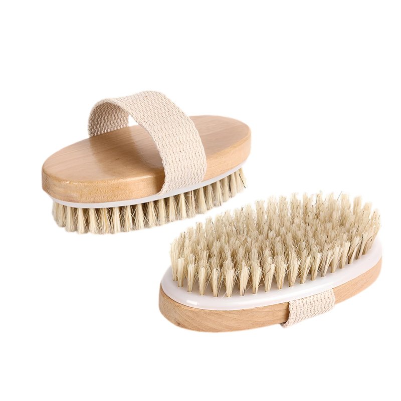Cosowe Natural Bristle Exfoliating Bath Brushes, Body Scrubber for Lymphatic Drainage, Blood Circulation, Wet and Dry Bath Brushes, Deep Exfoliation for Smooth Skin