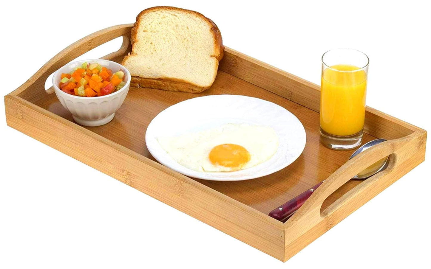 Tray with Large Handles - Bamboo Ottoman Tray, Great for Coffee Table, Couch, Tea, Bar, Breakfast, Dinner, or Any Food - Good for Parties or Bed for Eating (Home It)