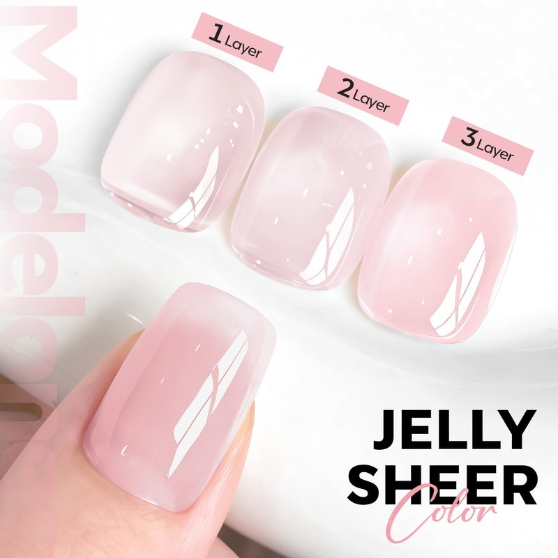 Pink Gel Nail Polish - Jelly Nude Pink for French Tips | Sheer Translucent Soak Off UV 15ML