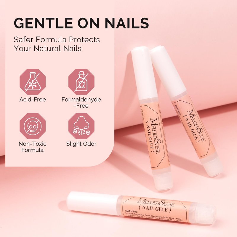 MelodySusie 6Pcs Nail Glue for Press on Nails Super Strong and Long Lasting Nail Glue for Acrylic Nails Adhesive Bond False Nails with Easy Application