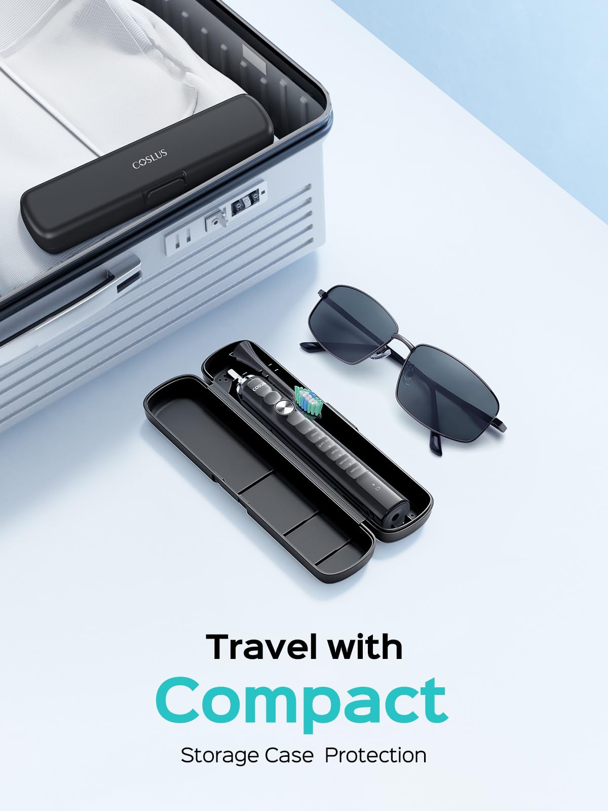 COSLUS Sonic Electric Toothbrush for Adults C40(DY-108Pro): 47000 VPM for Deep Cleaning with Travel Case - 5 Modes for Sensitive Teeth & Brace, Wireless Charging, 6 Brush Heads for Family, Black (1PC)