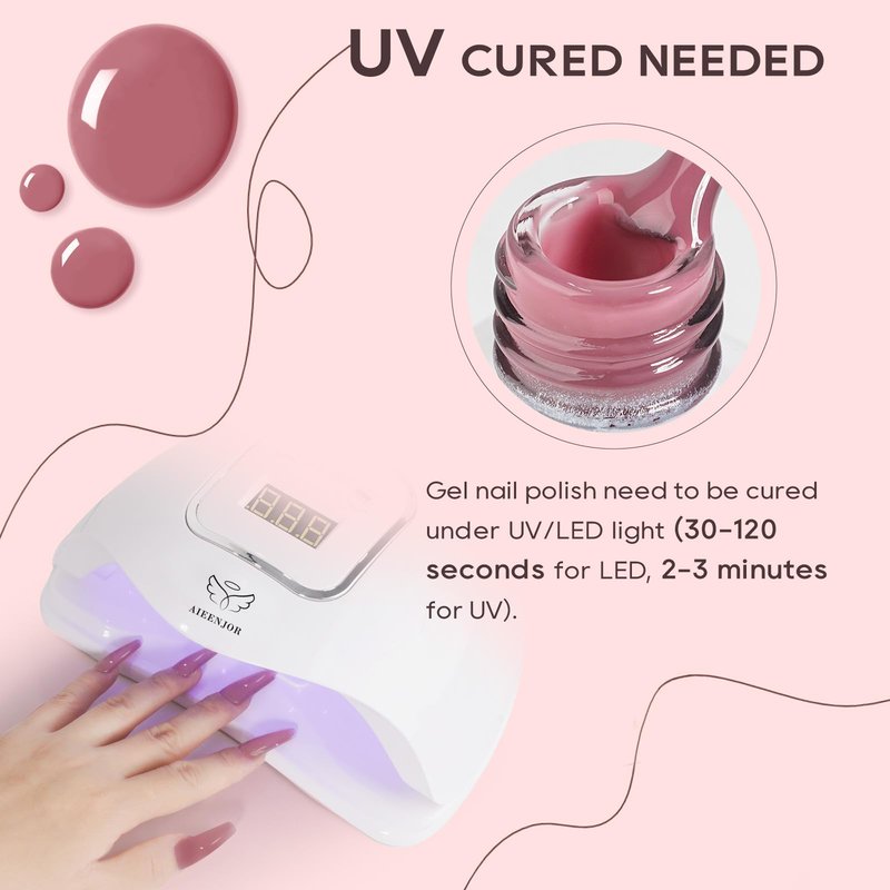 Aieenjor Nude Gel Nail Polish, 0.5 Fl Oz UV LED Soak Off Dark Mauve Gel Polish, Long Lasting Jelly Translucent Gel Polish for Nail Art DIY Manicure and Pedicure, 36