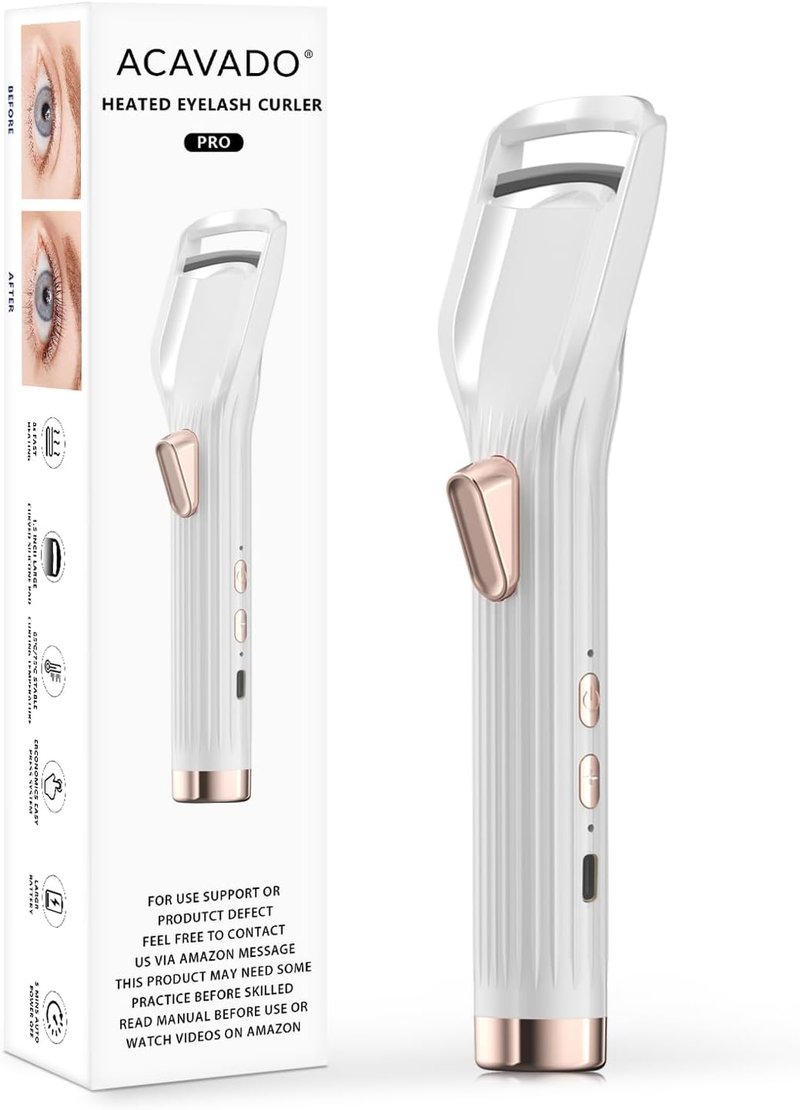 Heated Eyelash Curler - Fast Heating Rechargeable Electric Curler | 2 Heat Modes, Anti-Burn Design, White