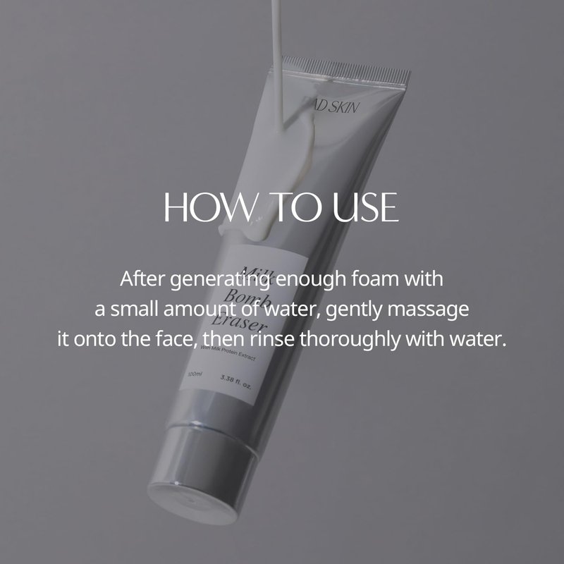 BadSkin Milk Bomb Eraser 100ml - Gentle Daily Cleansing Foam with Milk Protein & AHA/BHA | Hydrating Pore Cleanser