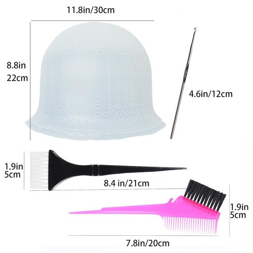 Professional Silicone Highlighting Cap Set with Hook - Reusable Pre-Punched Hair Color Tools for Salon Use