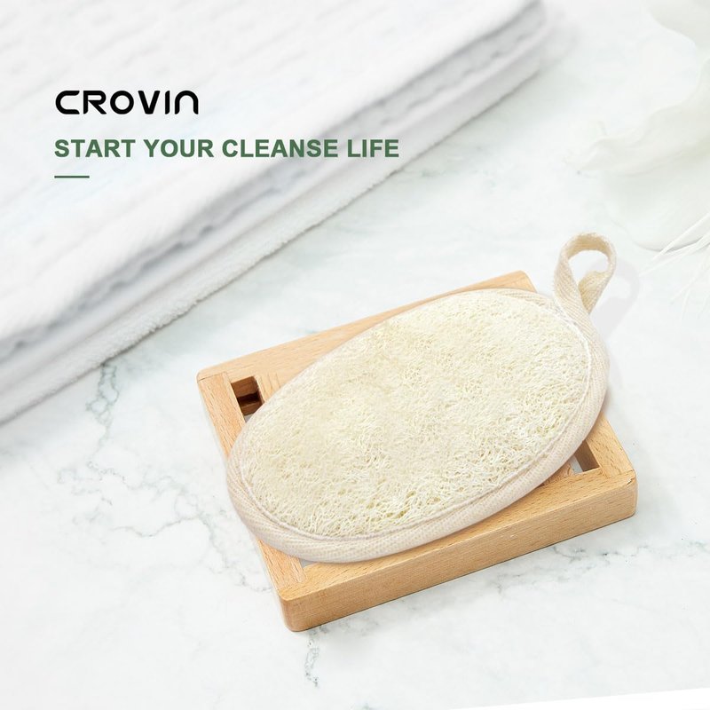 CROVIN Natural Loofah Exfoliating Body Scrubber, Made with Natural Shower Loofah Sponge for Men and Women’s SPA (Pack of 4)