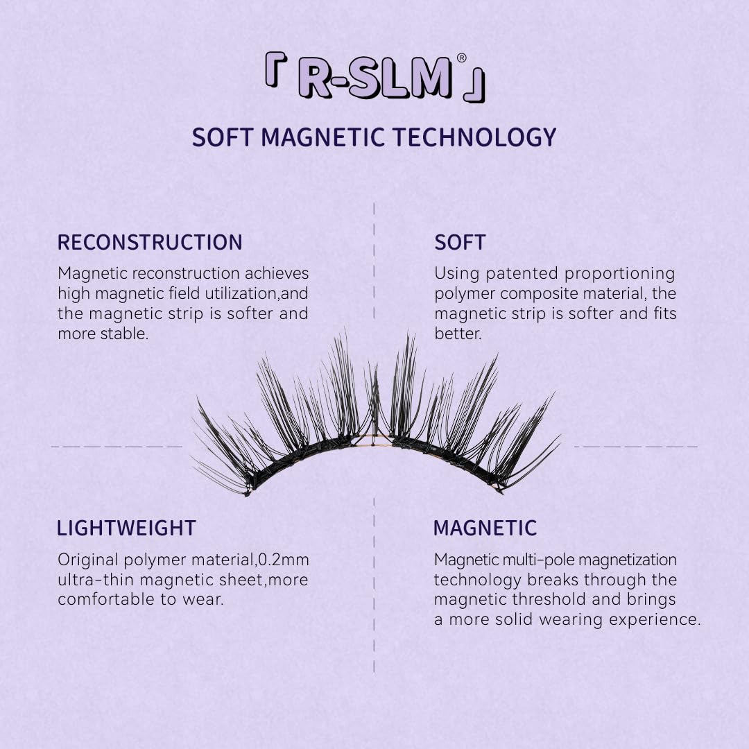 Soft Magnetic Eyelashes Kit - No.10 Ultra Black 21.5mm | Reusable, Glue-Free, Waterproof, Lightweight