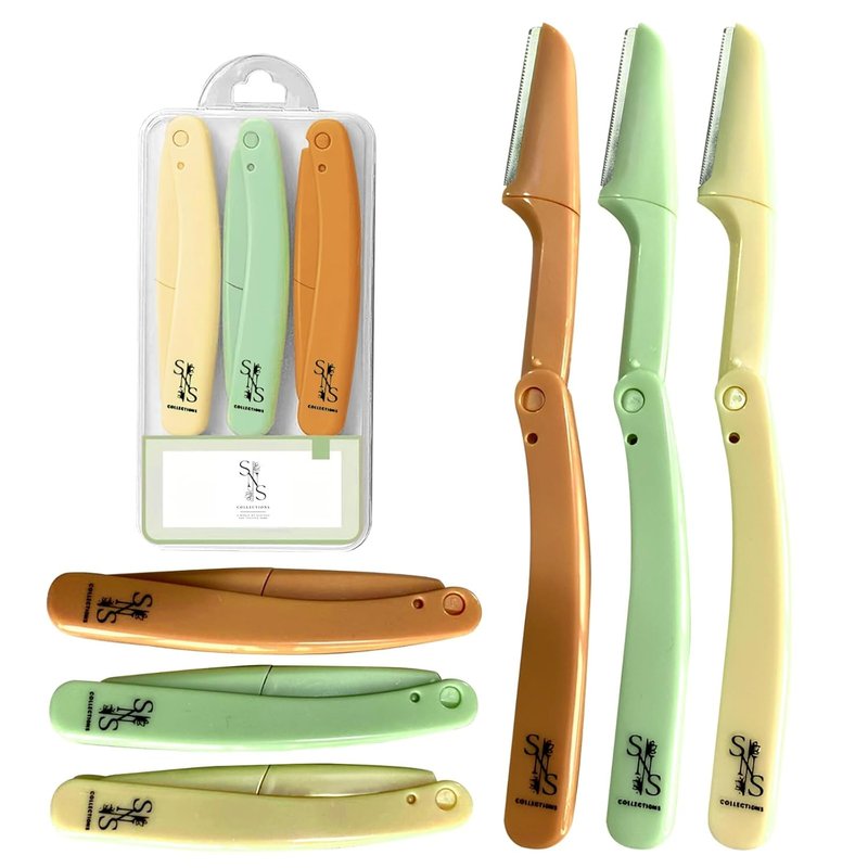 Eyebrow Razors for Women - Premium Facial Hair Remover | Gentle & Safe Dermaplaning Tool, Compact Travel Design (Pack of 3)